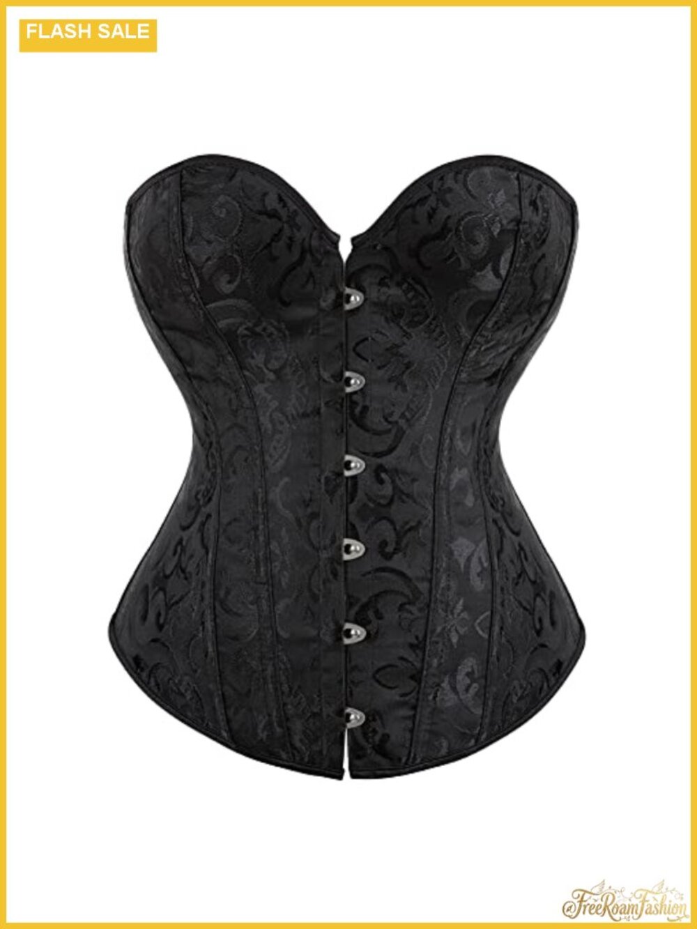 Vintage Jacquard Overbust Corset Top Lace-Up Waist Cincher Shapewear